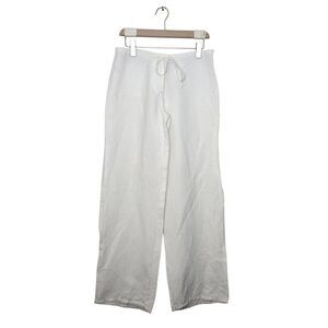 Outer Edge Pants Size Medium Linen Blend White Vacay Resort Lounge Drawstring